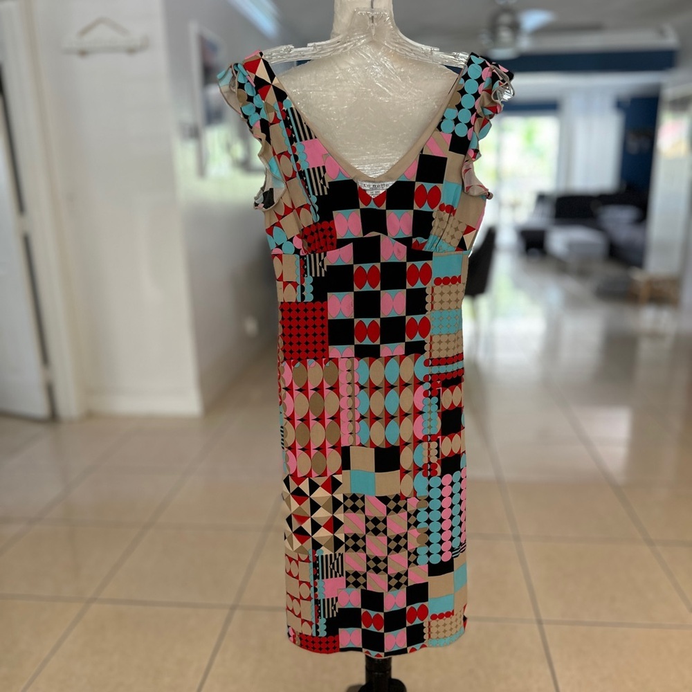 La Belle Red and Blue Sheath Dress V-Neck Cocktail